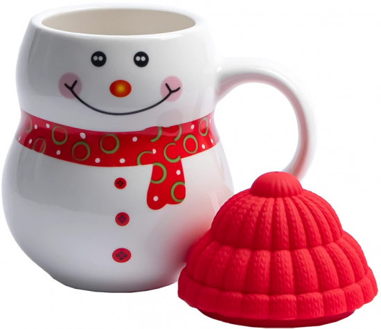 Кружка с крышкой и ложкой «Снеговик»