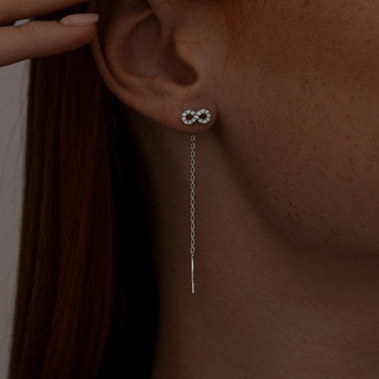 Серьги из серебра с фианитами