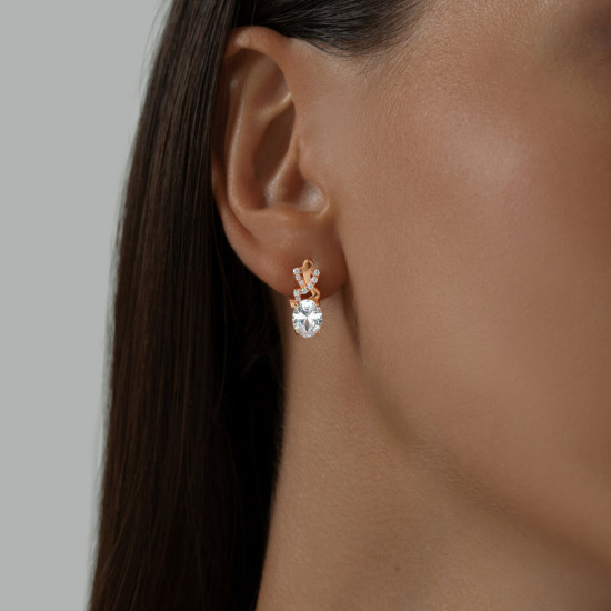 Серьги из золочёного серебра с фианитами