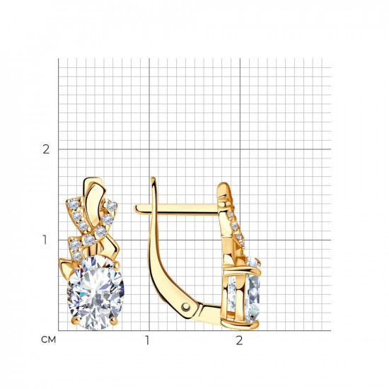 Серьги из золочёного серебра с фианитами