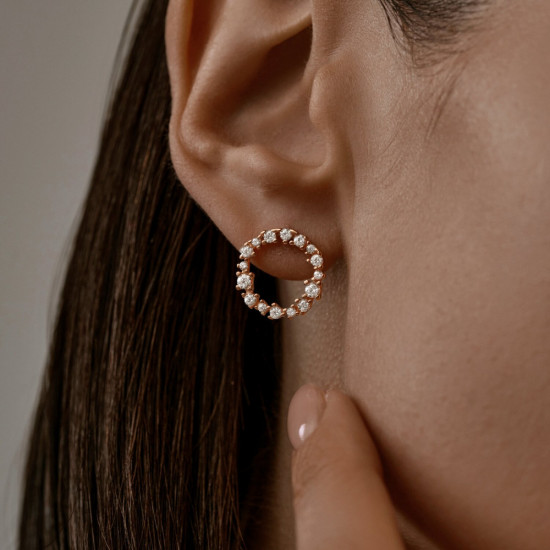 Серьги из золочёного серебра с фианитами