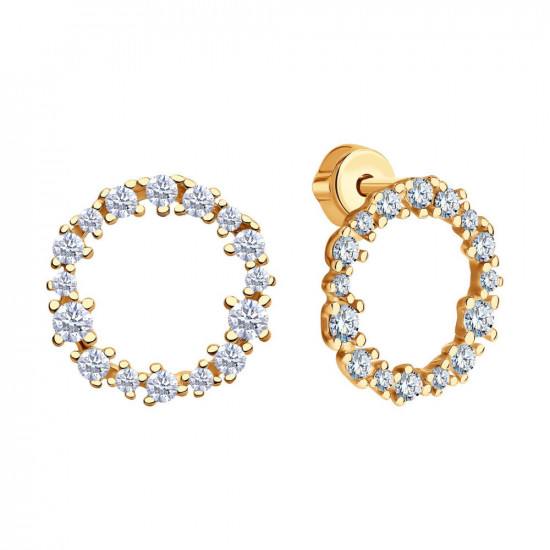 Серьги из золочёного серебра с фианитами