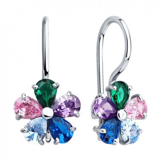 Серьги из серебра с фианитами