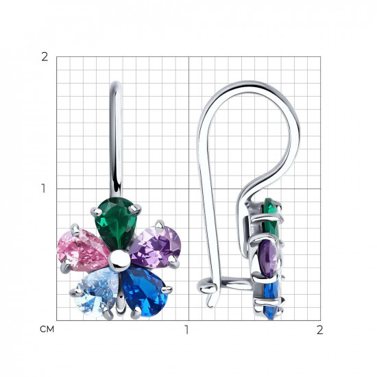 Серьги из серебра с фианитами