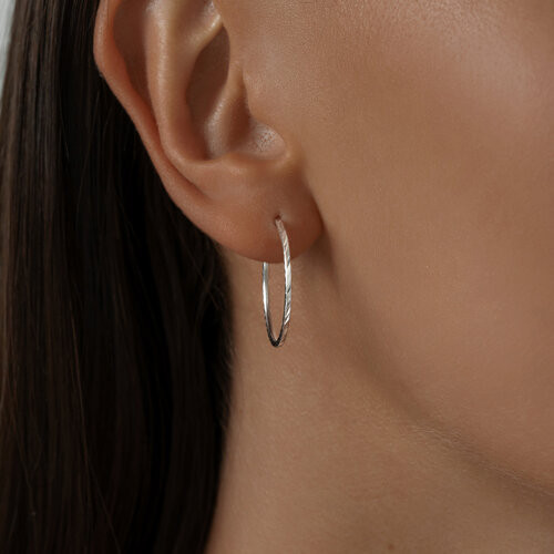 Серьги-конго из серебра с алмазной гранью