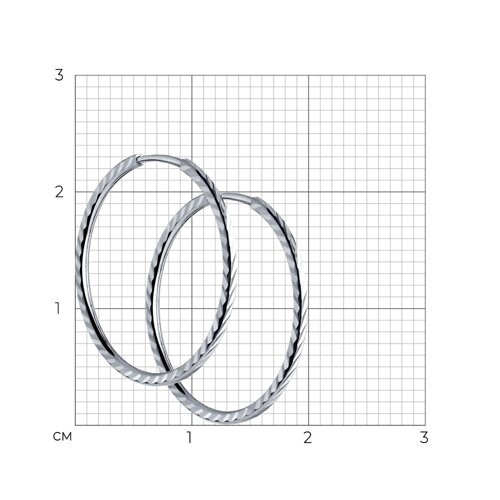 Серьги-конго из серебра с алмазной гранью