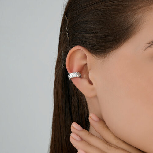 Серьга-кафф из серебра