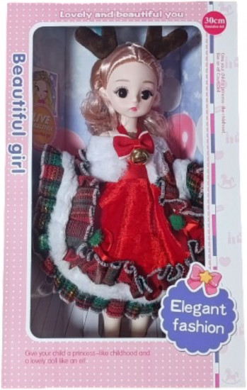 Новогодняя шарнирная музыкальная кукла-брелок