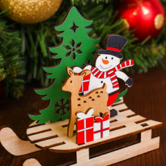 Декор «Снеговик с оленем на санях» - Фото 2