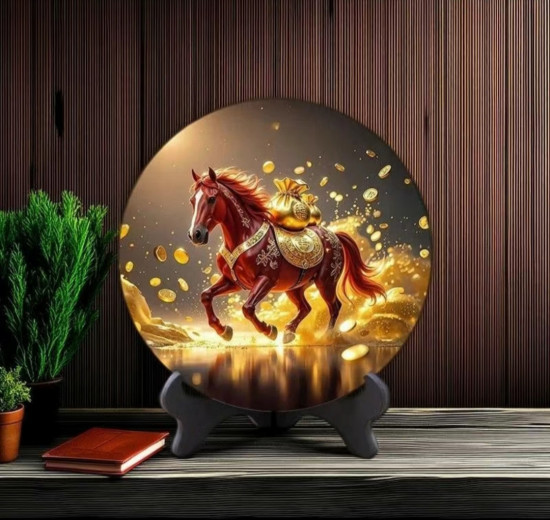 Декоративная панель с подставкой «Красная Огненная Лошадь с богатством»