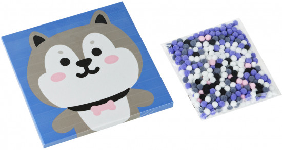 Аппликация помпонами «Хаски»