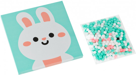 Аппликация помпонами «Зайка»