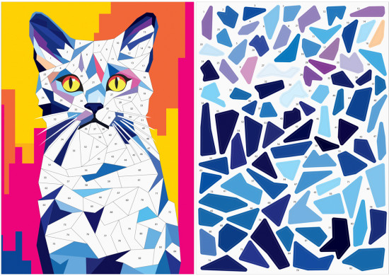 Аппликация наклейками «Неоновые кошки»