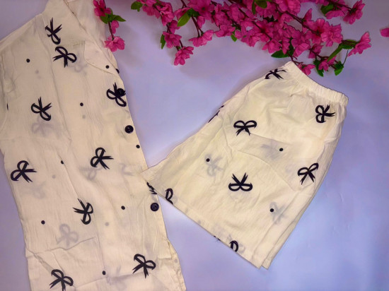 Пижама-тройка женская «Черные бантики»