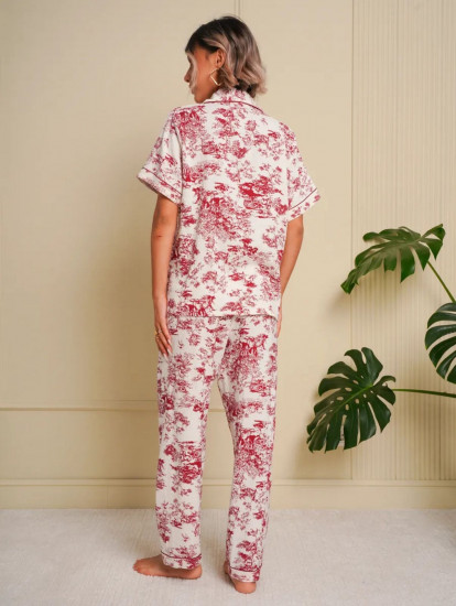 Пижама-тройка женская «Красные разводы»