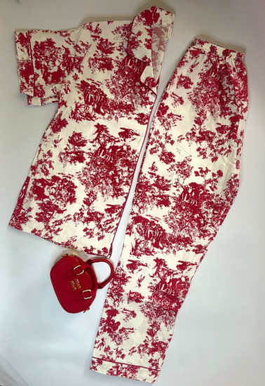 Пижама-тройка женская «Красные разводы»