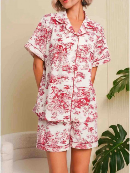 Пижама-тройка женская «Красные разводы»