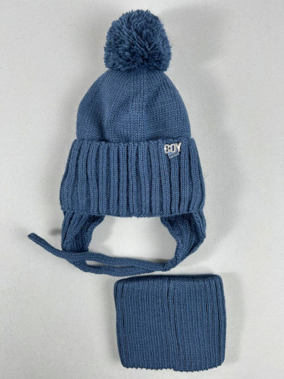 Детский зимний комплект шапка со снудом для мальчиков