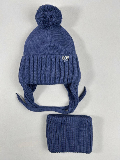 Детский зимний комплект шапка со снудом для мальчиков