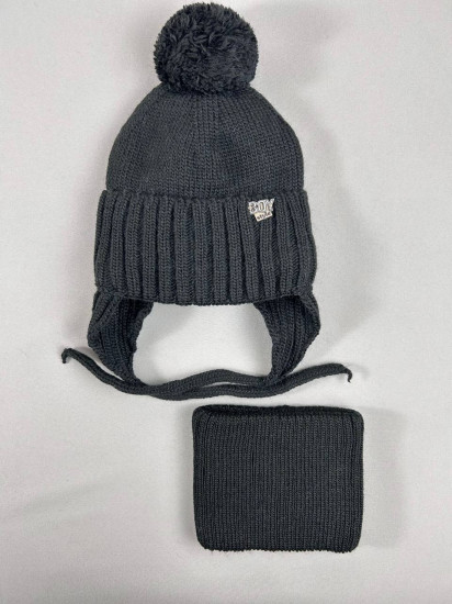 Детский зимний комплект шапка со снудом для мальчиков