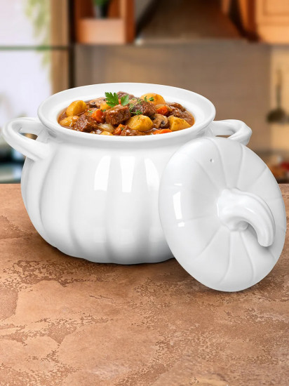 Кастрюля для запекания и сервировки с ручками и крышкой «Тыква»