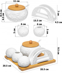 Набор посуды для сервировки на подставке «Птички на ветке» - Фото 1