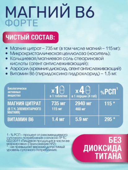 Таблетки «Магний В6 Форте»