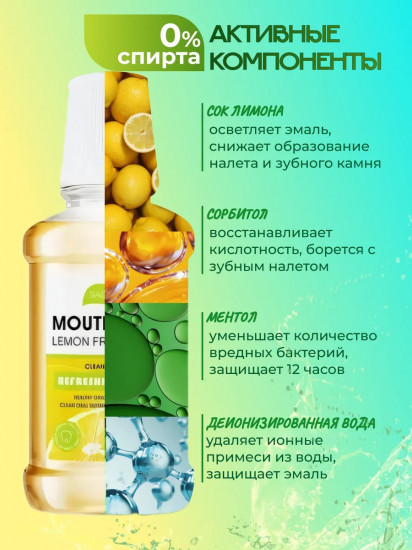 Ополаскиватель для рта с ароматом лимона «Mouthwash lemon Fruit Scent»