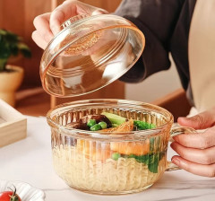 Стеклянная супница-миска с крышкой и ручкой - Фото 3