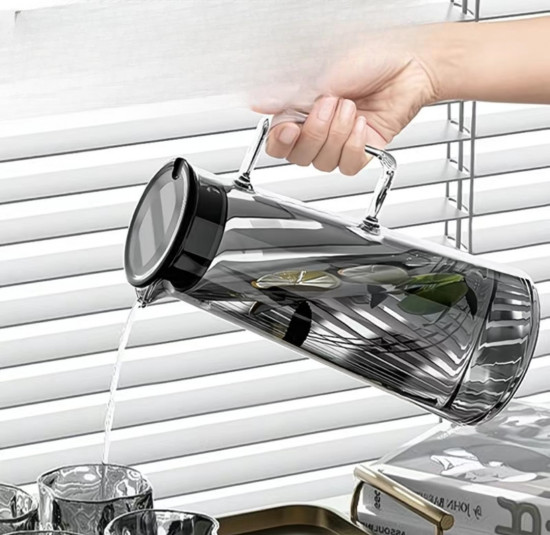 Стеклянный графин для воды, напитков, лимонада с крышкой и ручкой