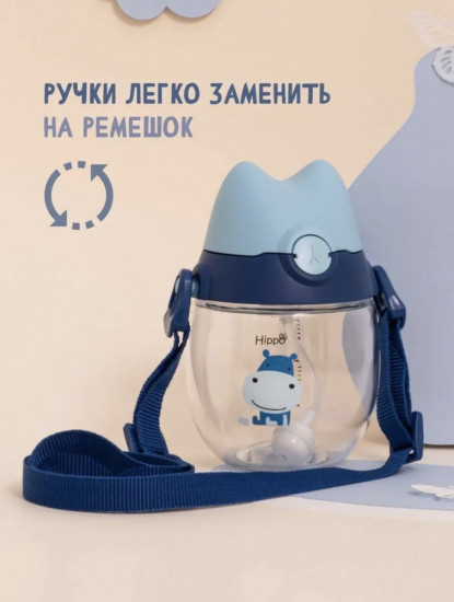 Детская бутылочка-поильник с трубочкой «Hippo»