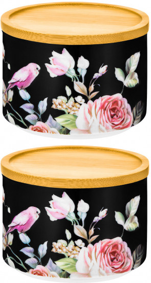 Набор банок с крышками для хранения и запекания «Певчие птички + Певчие птички на черном»
