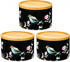 Набор банок с крышками для хранения и запекания «Певчие птички на черном» - Фото 3