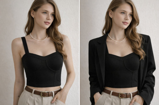 Корсет-топ на широких бретелях