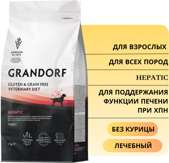 Диетический корм для собак для поддержания функций печени со вкусом индейки «Hepatic»