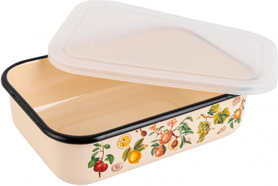 Лоток эмалированный с крышкой «Фруктовый сад»