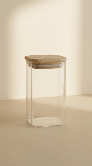 Банка квадратная стеклянная с крышкой