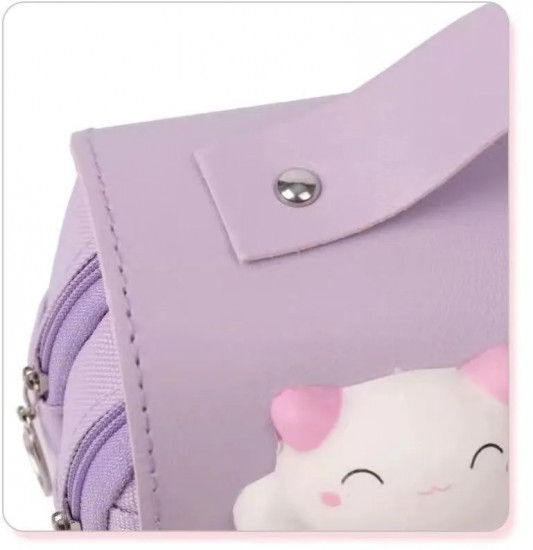 Пенал-сквиш школьный с 3D-принтом для канцелярии и хранения косметики «Котенок»