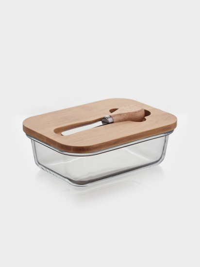 Маслёнка с ножом на бамбуковой подставке