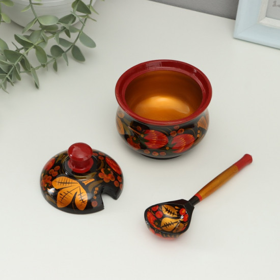 Сахарница хохлома с ложкой «Красота»