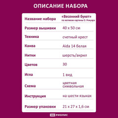 Набор для вышивания по мотивам картины О. Ренуара «Весенний букет» - Фото 2
