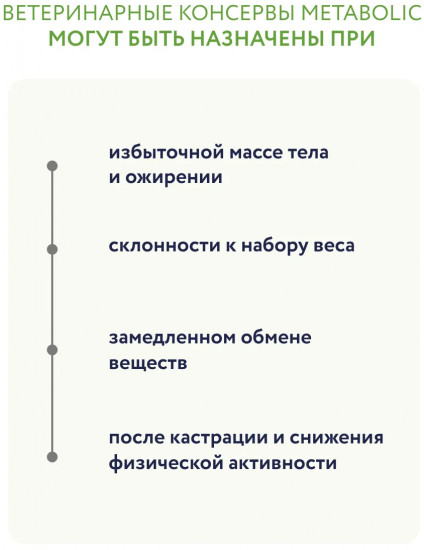 Влажный диетический корм для взрослых собак для снижения веса и при склонности к ожирению «Metabolic»