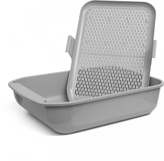 Туалетный лоток для кошек глубокий с сеткой «Том»