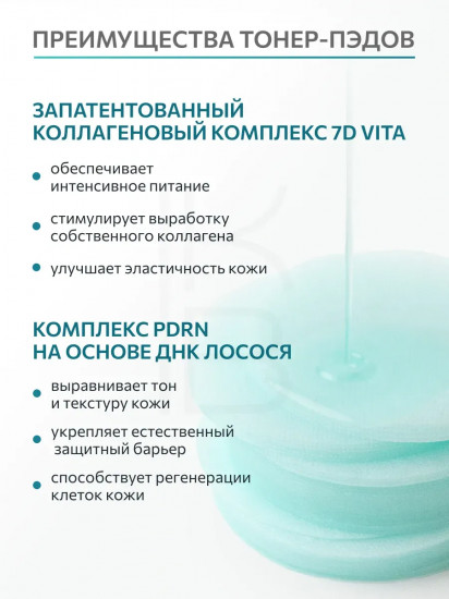 Тонер-пэды PDRN «100 Hyaluronic Acid Glow Pad»