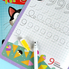 Многоразовые прописи с картинками и заданиями с маркером в комплекте «Цифры и счет» - Фото 6