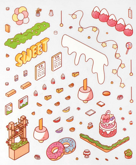 Наклейки-румбокс для создания миниатюрных сцен «Кондитерская»