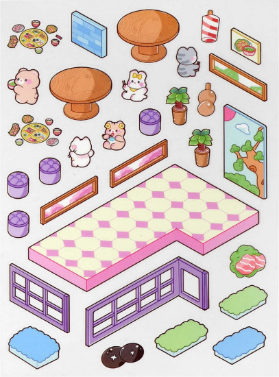 Наклейки-румбокс для создания миниатюрных сцен «Ресторан Хот-пот»