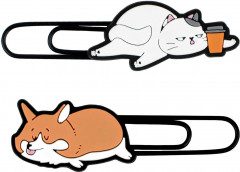 Набор скрепок-закладок для книг «Кот и корги» - Фото 1