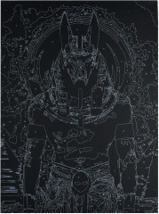 Картина по номерам с поталью на черном холсте «Анубис» - Фото 2