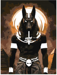 Картина по номерам с поталью на черном холсте «Анубис» - Фото 4